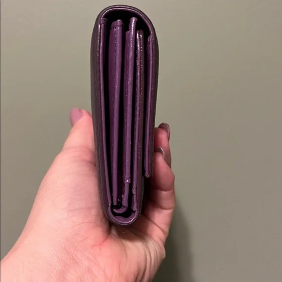 MCM Plum Dark Purple Leather Long Wallet with Two Tone Gold and Silver Logo - Picture 4 of 14